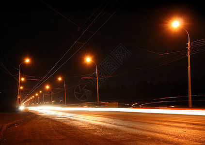 夜间公路交通路灯旅行城市头灯灯光车辆运输条纹大灯街道背景图片