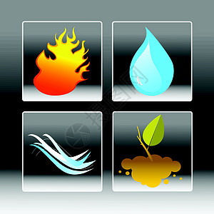 四个要素植物艺术橙子火焰环境地面场地液体蓝色海浪图片