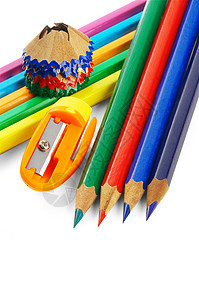混合铅笔草图工具教育绘画大学蜡笔锐化商业蓝色孩子们图片