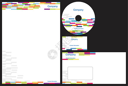 公司一揽子身份资料明信片标签光盘蓝色插图紫色卡片商业框架信封图片