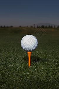 高尔夫球打在地上课程游戏爱好草地木头天空运动闲暇娱乐俱乐部图片