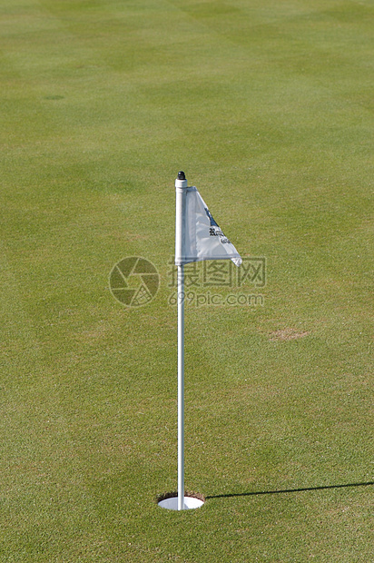 Golf 高尔夫旗在绿色的洞中图片