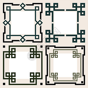 一套矢量框架角落边界装饰品插图纹章背景图片