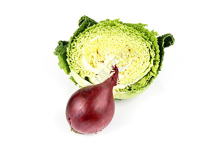 半卷心菜和红洋葱饮食水果收成食物树叶蔬菜收获洋葱农场沙拉图片