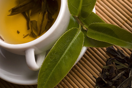 绿茶树叶特写美食宏观烹饪芳香时间香料异国仪式图片