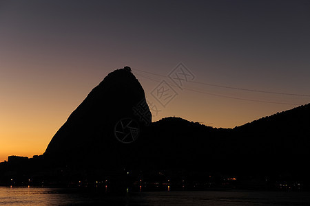 里约热内卢苏日升 甘糖洛瓦夫山面包风景橙子旅游反射观光天空明信片蓝色电缆图片