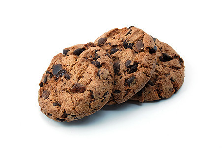 白色背景上孤立的 cookie饼干甜点糖果压力蛋糕芯片棕色面包咖啡店商品图片