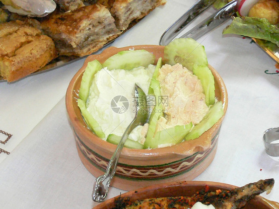 美味的马西多尼食物美食陶器塔瓦餐厅盘子面粉烹饪食谱营养图片