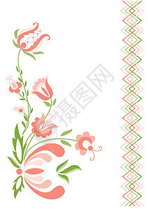 花花模式针线活植物学卡片插图绘画叶子粉色植物绿色艺术图片