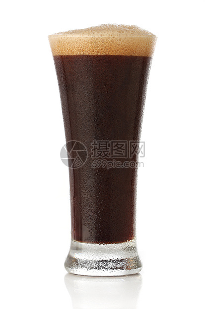 孤立的冷斯托特啤酒杯啤酒玻璃泡沫草稿气泡饮料液体黑色图片