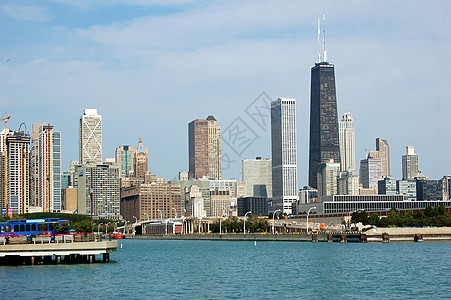 海军码头芝加哥天线海军建筑奢华城市场景摩天大楼商业天际支撑码头背景