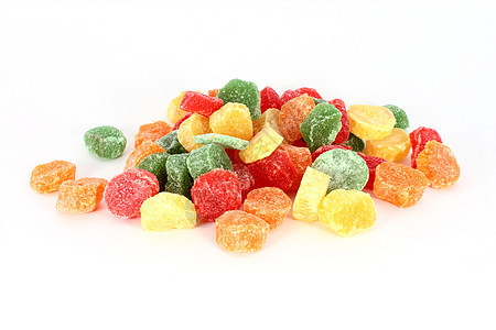 彩色果冻糖果黄色橙子食物红色小吃绿色甜点白色图片