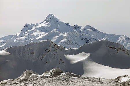 在多云天气下雪的山中冰川高山季节闲暇天空山峰爬坡土地晴天阳光图片