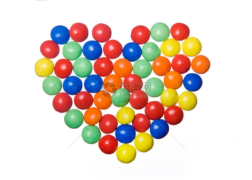 由糖果制成的心爱心宏观白色原色心形食物概念框架图片