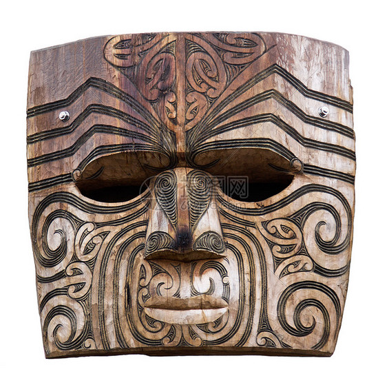 毛利人雕刻正方形装饰木工手工白色传统本土工匠文化木头图片