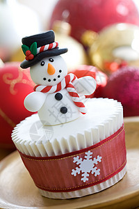 圣诞纸杯蛋糕糖艺蛋糕食物玩具对角线雪花金子甜点烘焙饮食图片