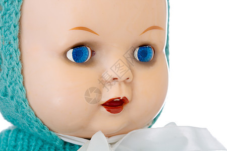 旧洋娃娃模型复制品手工玩具针织古董绿色娃娃婴儿白色图片