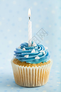 生日蛋糕蛋糕蓝色甜点食物蜡烛小吃奶油烘焙小雨饮食背景图片