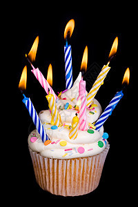 生日蛋糕蛋糕食物甜点贪婪条纹庆典黑色点燃烘烤蜡烛家庭图片