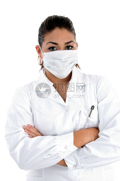 嘴上戴面罩的医生工作室工作诊所卫生治疗面具保健女士冒充专家图片