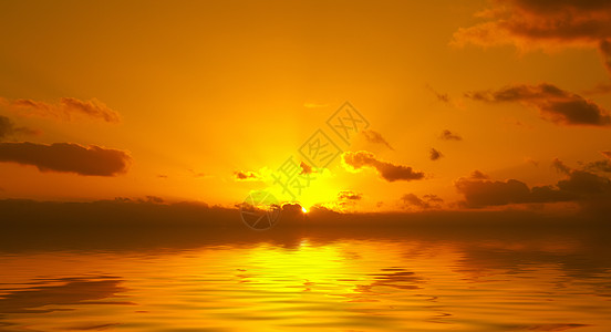日落圆圈太阳插图波纹天空红色黄色墙纸海洋地平线图片