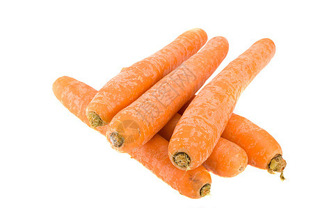 白背景上的六根胡萝卜杂货橙子营养食物饮食蔬菜背景图片