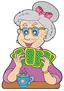 玩扑克牌的老太婆图片