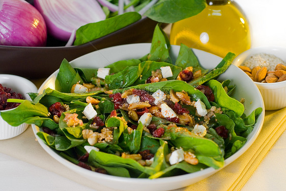 菠菜沙拉食物洋葱美食沙拉餐厅环境杏仁营养小吃叶子图片