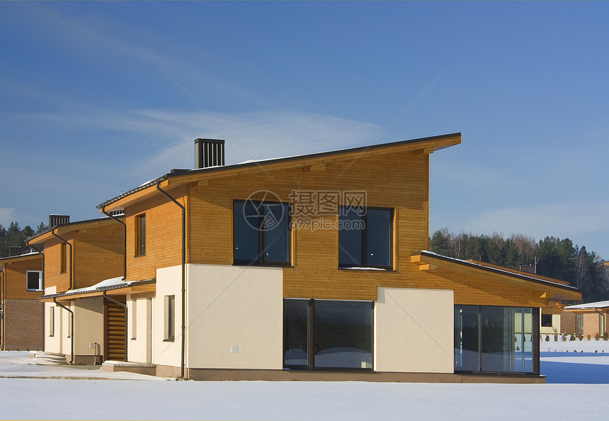 冬季建筑蓝色乡村车库建筑学木头下雪门廊住宅滑雪寒意图片