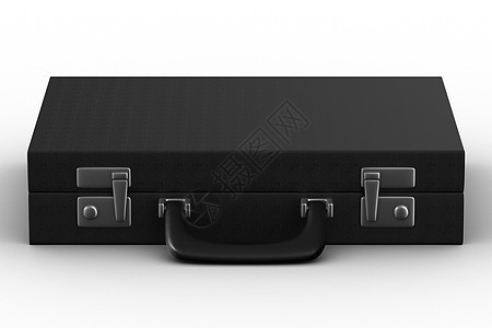 白色背景的个案 孤立的 3D 图像商业贮存安全行李皮革金属黑色配饰包装插图图片