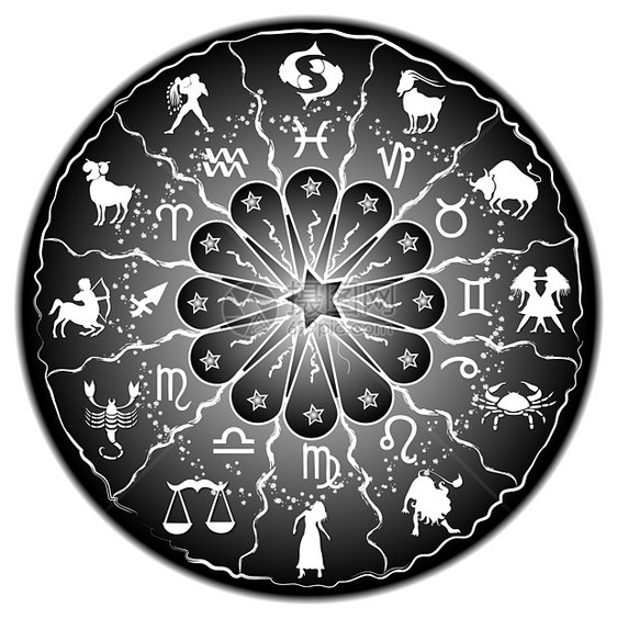 zodiac 盘插图星座癌症圆圈八字圆形生肖双胞胎光盘图片