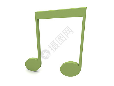 三维音乐音符 以绿色颜色显示图片