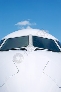 飞机安检白色飞机前方细节背景