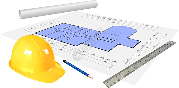 建筑建造头盔承包商铅笔商业统治者工程师建筑学帽子片材原理图图片