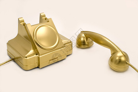 黄金电话器具金子电讯技术电话听筒古董白色乡愁怀旧图片