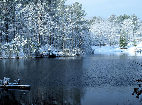 湖边的冬天图片
