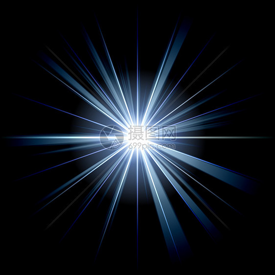 蓝色非常规白星黑色火花活力星光设计辉光射线辐射元素爆破图片