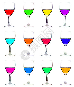 多颜色液态葡萄酒杯图片