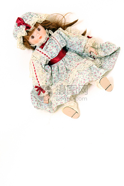 女孩洋娃娃帽子头发怀旧古董白色礼物玩具裙子历史性历史图片