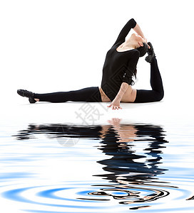 黑色皮带运动教练保健瑜伽平衡卫生身体姿势调息紧身衣力量活力图片