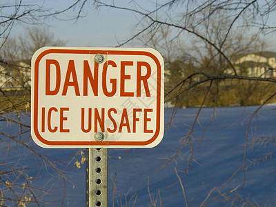 危险的冰危险 不安全的标志牌图片