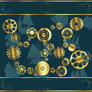 COG轮齿轮艺术圆形金子作品背景图片
