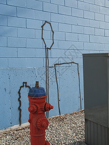 红色防火水合剂建筑涂鸦阴影积木蓝色图片