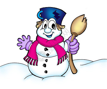 雪人降雪问候语围巾绘画煤炭雪堆插图微笑卡通片手套图片