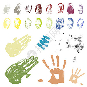 彩色编码手和手指痕迹图片