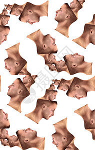 无缝无缝重复思维轮廓男性鼻子耳朵面孔脖子数字男人图片
