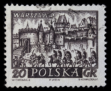 中世纪华沙小镇 有胡沙骑兵高清图片