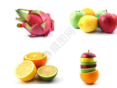 水果收藏白色奇异果健康食物柠檬橙子小吃营养图片