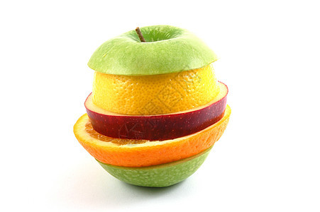 白色背景上的苹果食物异国多样性维生素橙子黄色杂货店香橼概念绿色图片