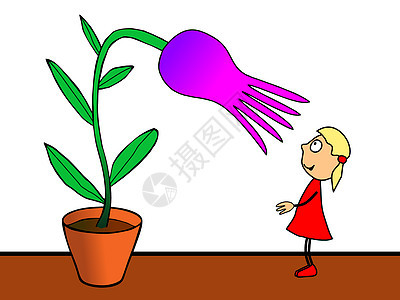 种植花花照顾花艺卡通片手绘种子园艺栽培体贴女孩收费背景图片